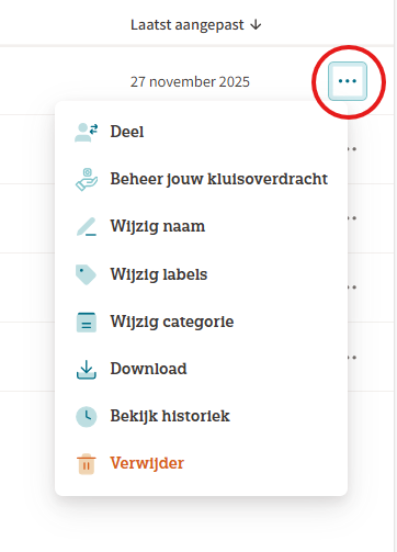 screenshot opties bestand